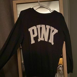Grey pink brand crew neck